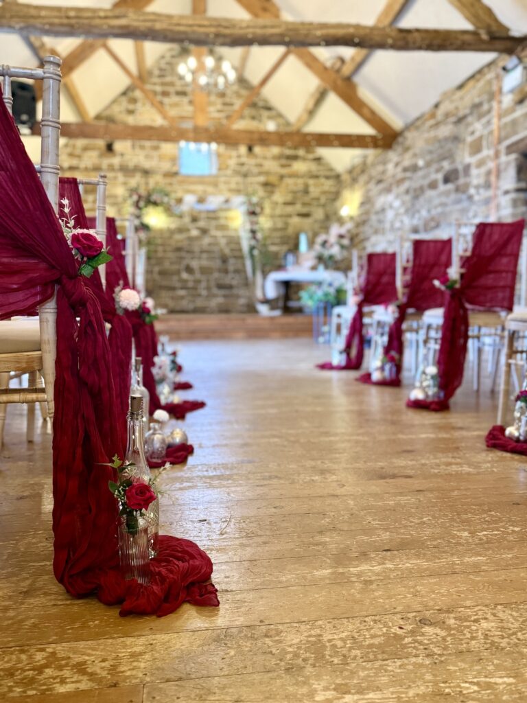 Indoor winter wedding ceremony with live cello and piano
