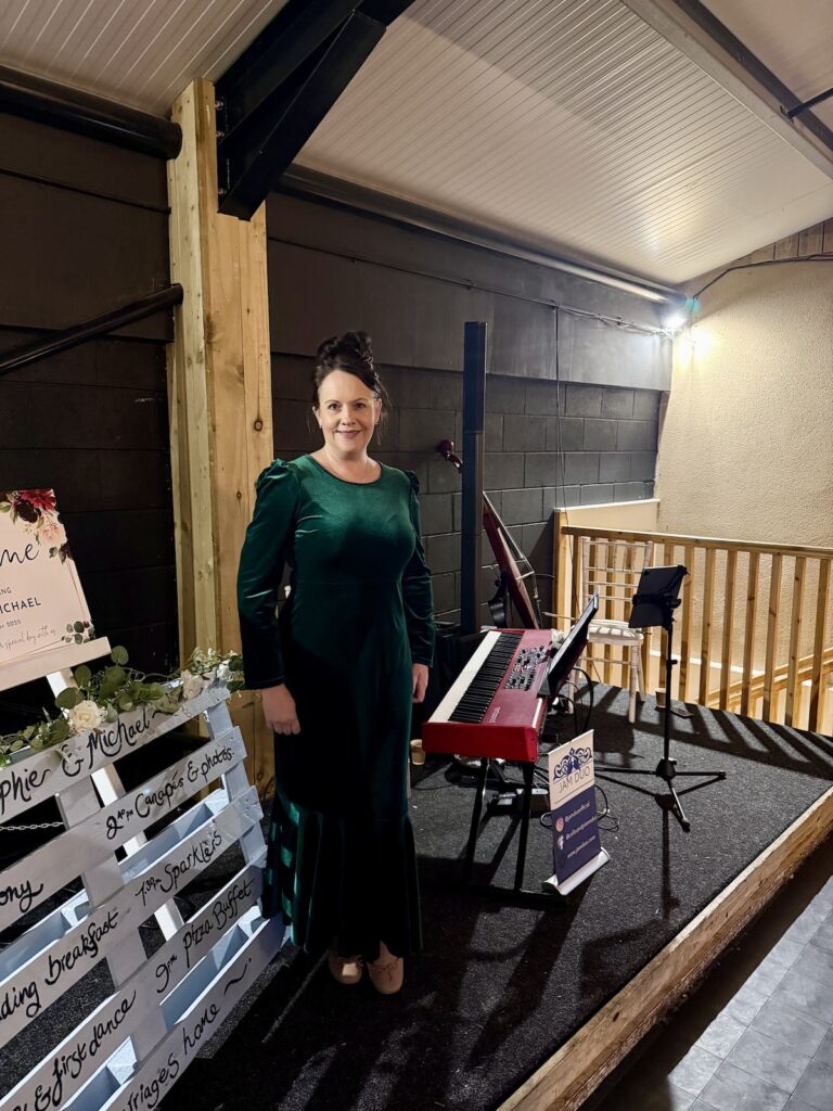 Intimate winter wedding ceremony with live musicians in North Yorkshire
