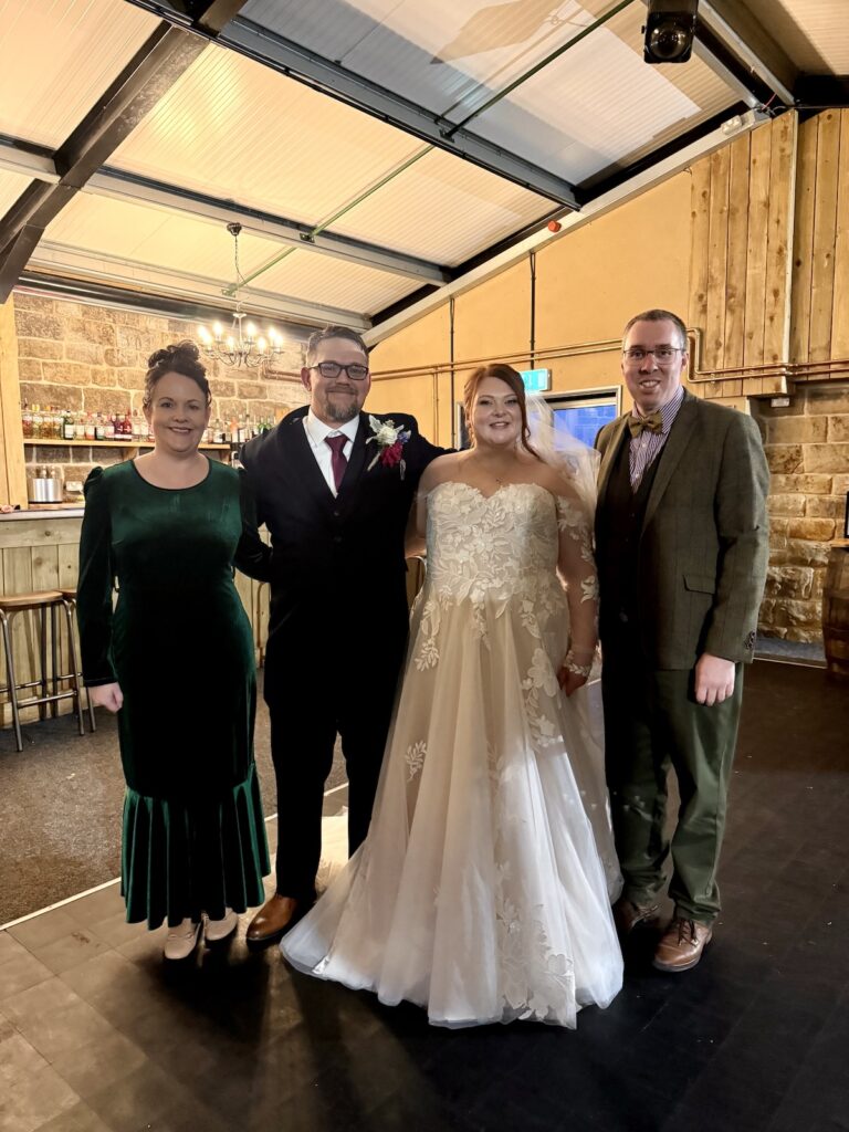 Indoor winter wedding ceremony with live cello and piano
