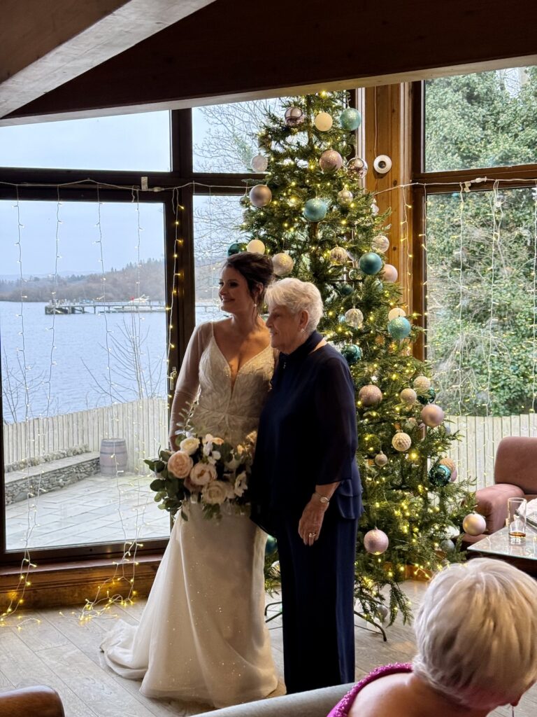 Luxury winter wedding drinks reception with live musicians