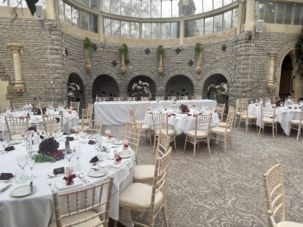 Historic Tortworth Court wedding venue interior in December