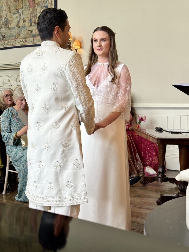 Wedding couple Indian and English at Elmore Court in Gloucestershire and the Cotswolds