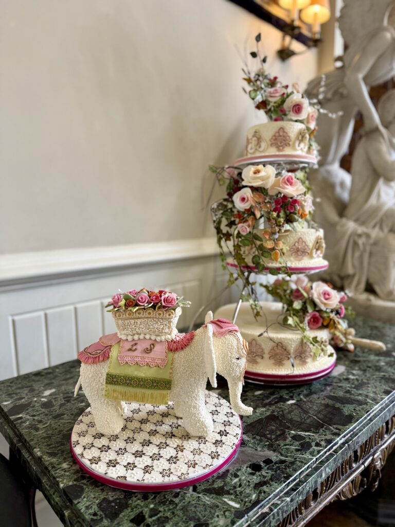 Wedding cake plus elephant cake at Elmore Court in Gloucestershire and the Cotswolds