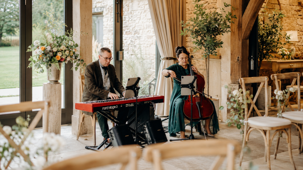 JAM Duo at Ivy Lodge Cirencester - Daytime Wedding Musicians in the Cotswolds and Gloucestershire Cello and Piano