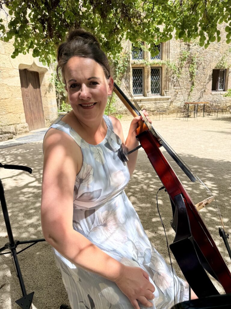 JAM Duo performing at a destination wedding at Château de Chanzé in France.