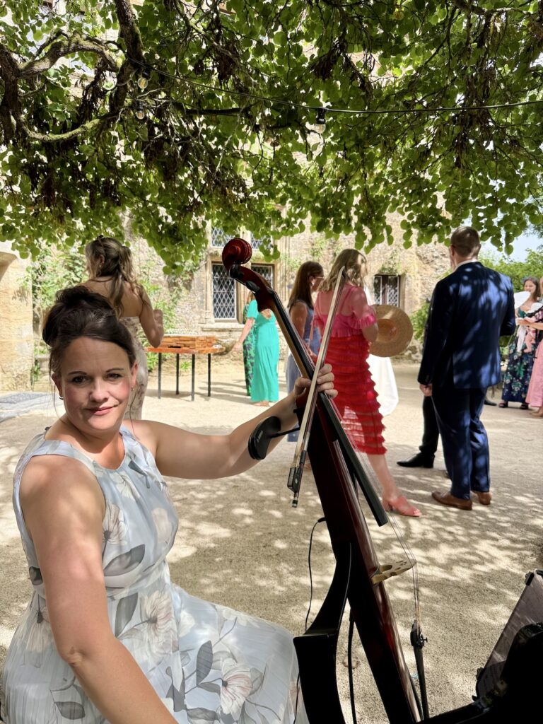 JAM Duo performing at a destination wedding at Château de Chanzé in France.