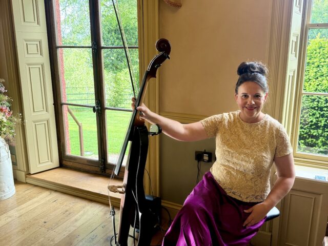 Anne Marie Humphries Wedding cellist with JAM Duo at Pauntley Court Gloucestershire Cotswolds