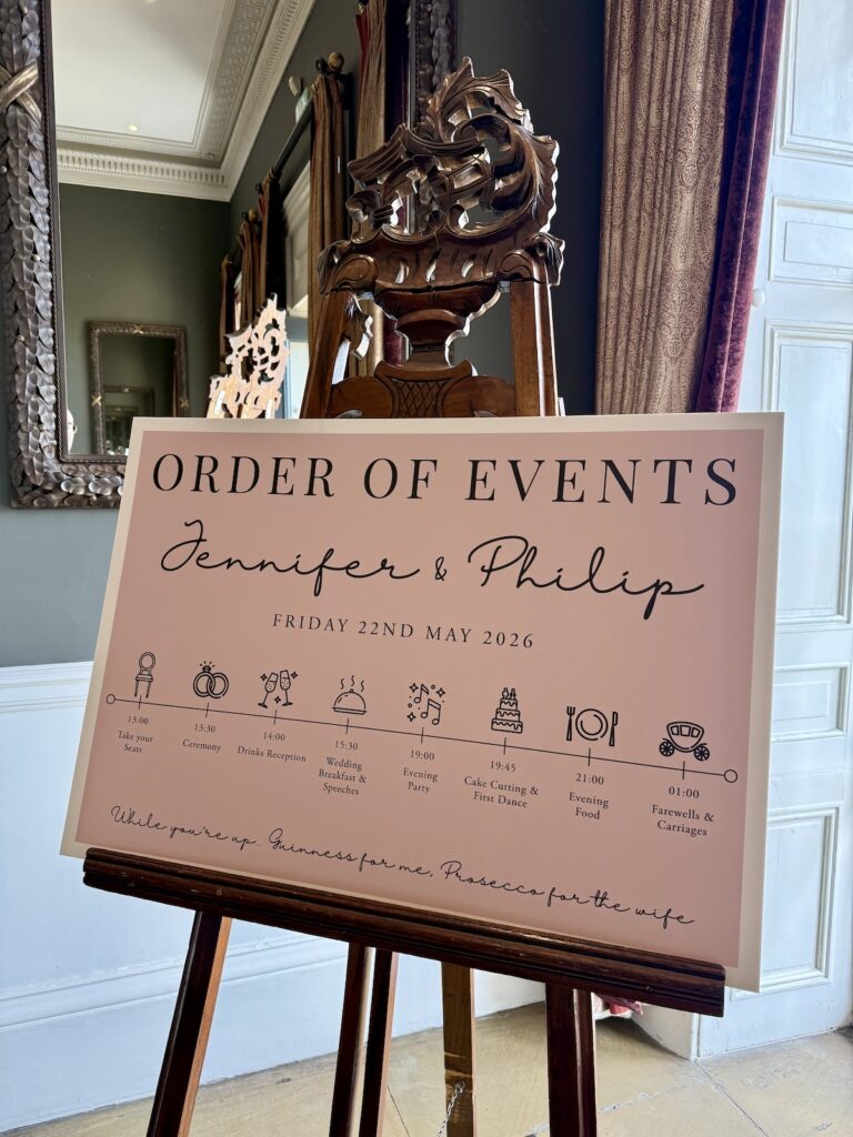Order of Events for Wedding at Rudding Park Hotel near Harrogate