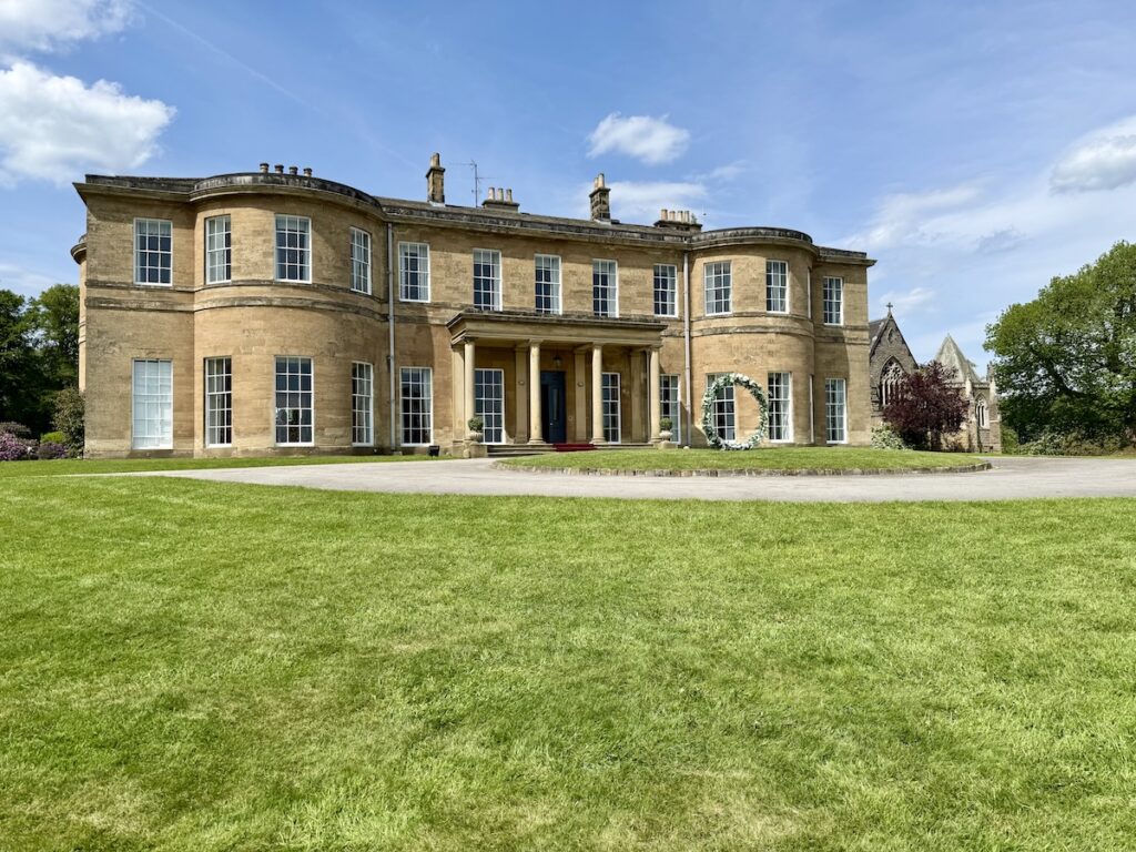 Exterior photo of the main house at Rudding Park Hotel near Harrogate
