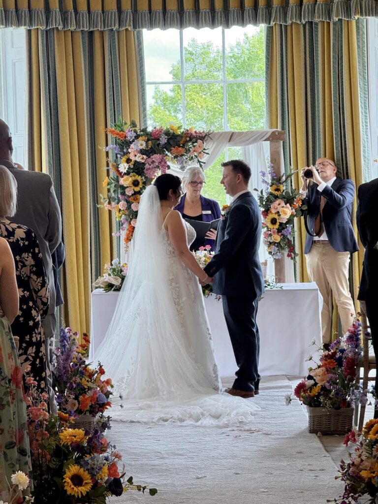 Bride and Groom during the indoor ceremony at Rudding Park Hotel near Harrogate