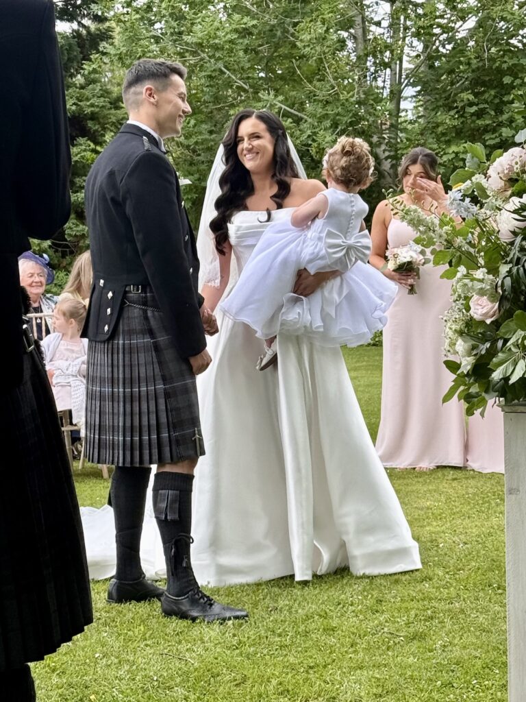 Bride and Groom outdoor ceremony with music by JAM Duo at Strathpeffer Pavilion in Scotland