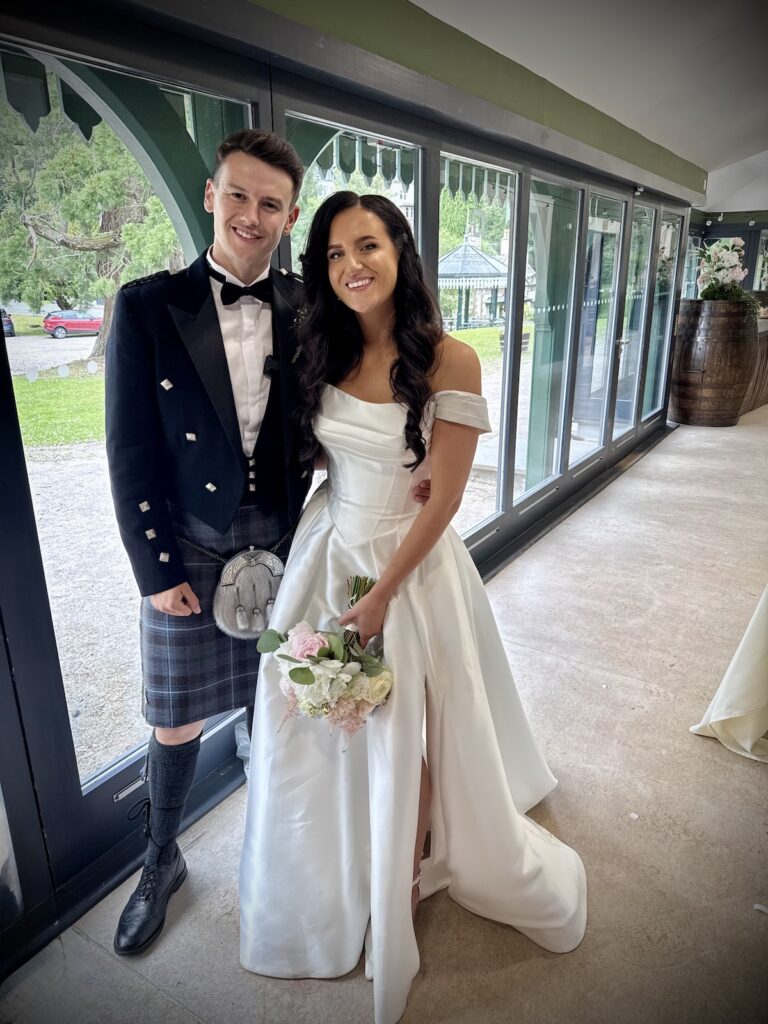 Bride and Groom with music by JAM Duo at Strathpeffer Pavilion in Scotland