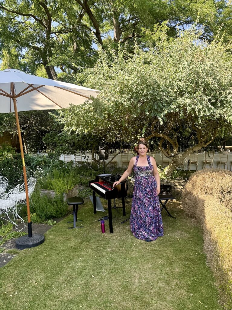 Anne Marie Humphries Cellist at Cornwell Manor in the Cotswolds with daytime music by JAM Duo, Cello and Piano