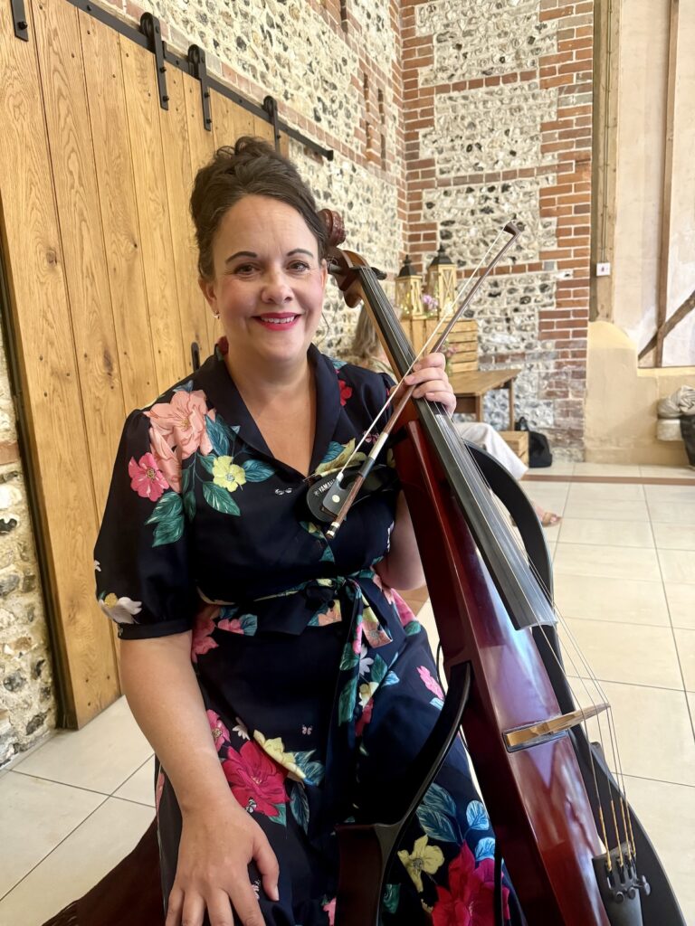 JAM Duo Cello and Piano Daytime Wedding Musicians at Upwaltham Barns in Sussex