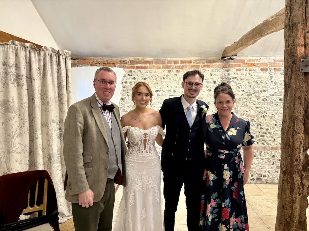 JAM Duo Cello and Piano Daytime Wedding Musicians at Upwaltham Barns in Sussex