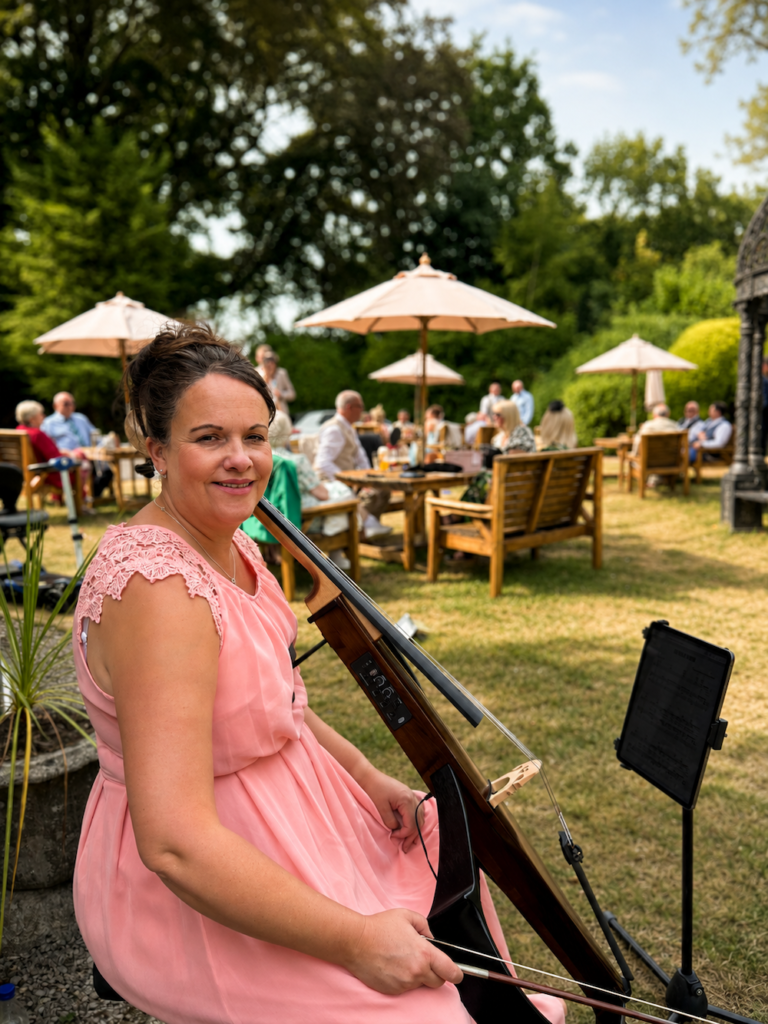 Anne Marie Humphries Wedding Cellist at Decourceys Manor in South Wales