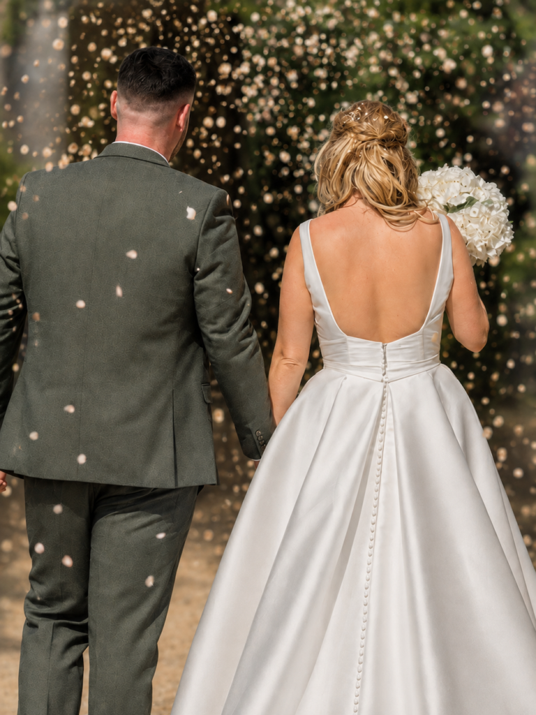 Bride and Groom confetti at Folly Farm Centre near Bath