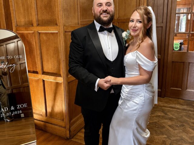 Bride and Groom Black Tie at Dalston Hall in Cumbria