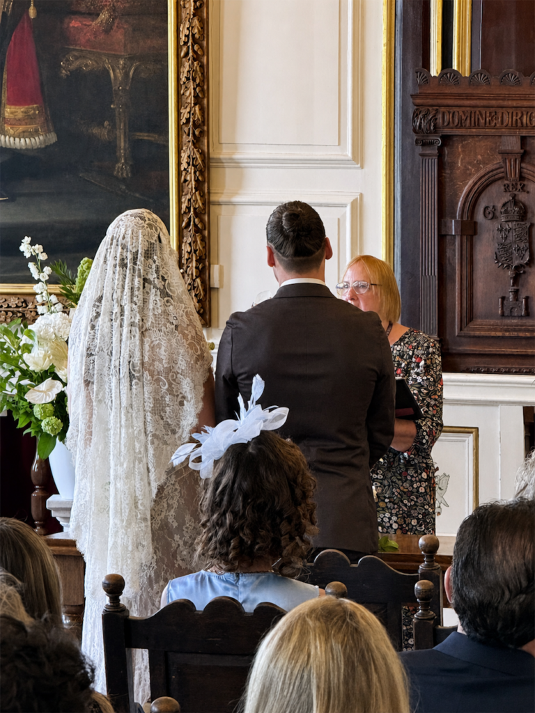 Wedding ceremony inside at Windsor Guildhall