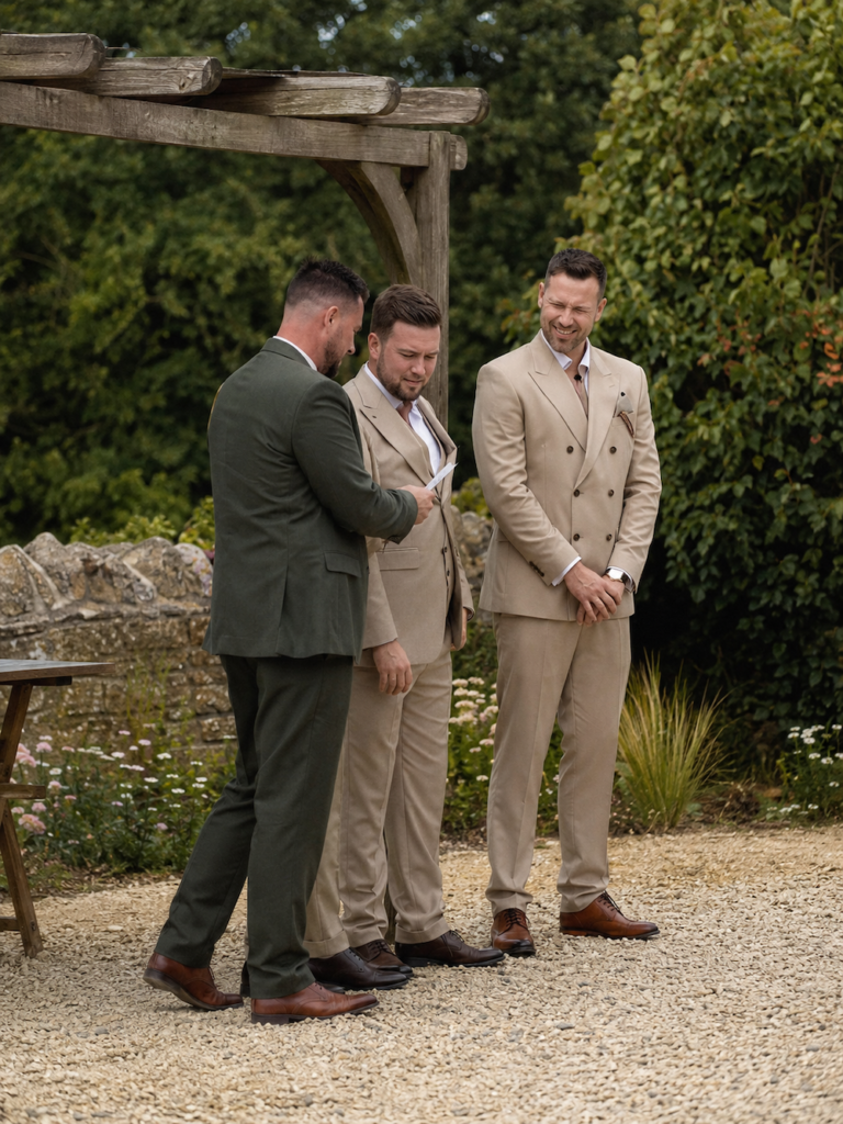 Groom and Groomsmen at Folly Farm Centre near Bath