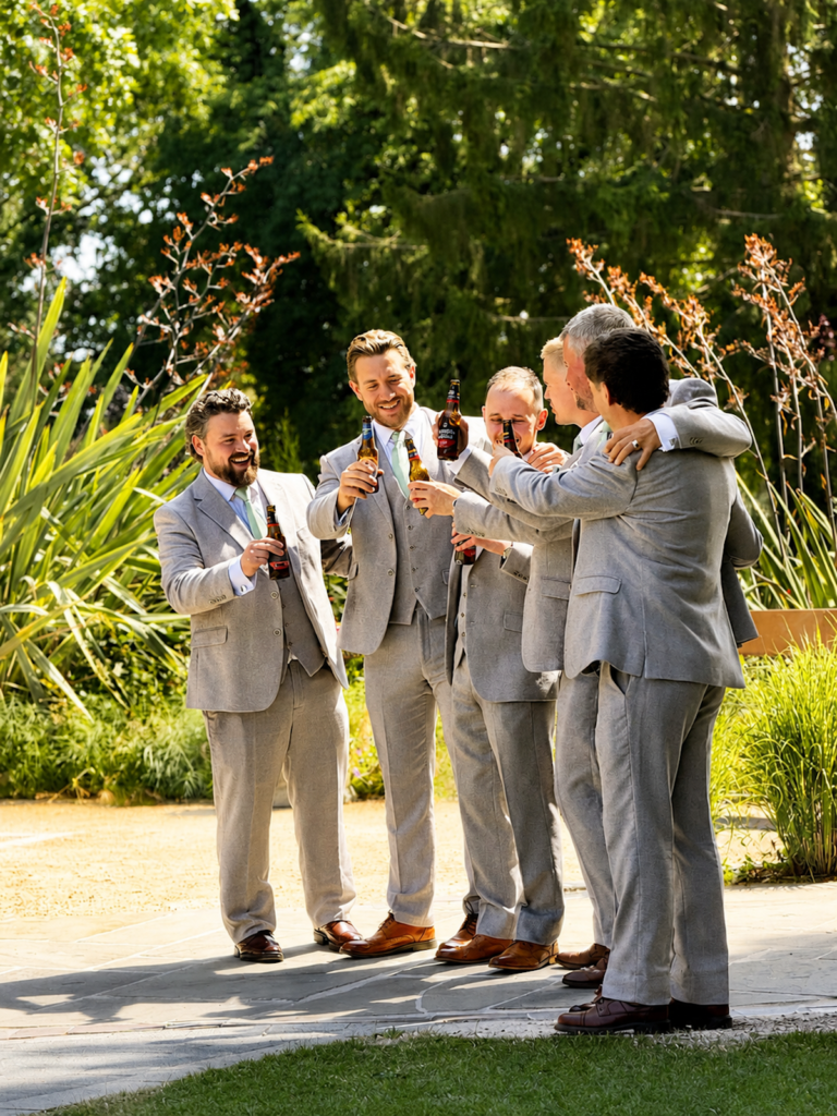 Groomsmen at Moxhull Hall in the West Midlands
