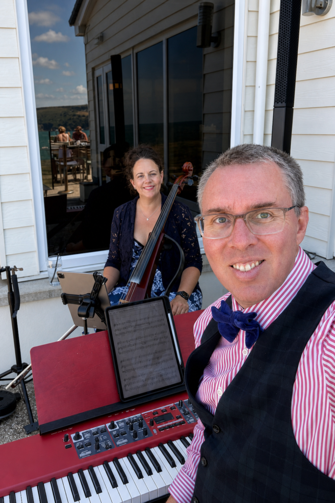 JAM Duo Cello and Piano Duo at the Cliff Hotel, Cardigan in Wales