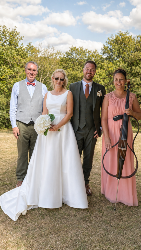 Bride and Groom with JAM Duo at Folly Farm Centre near Bath