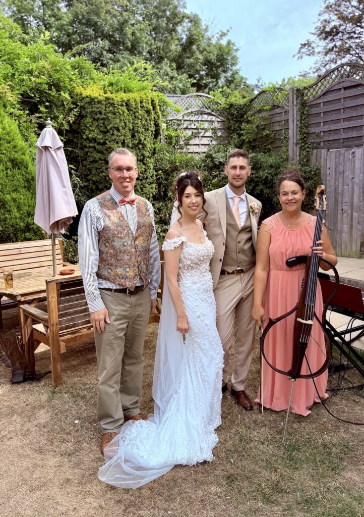 JAM Duo with Bride and Groom at Decourceys Manor in South Wales