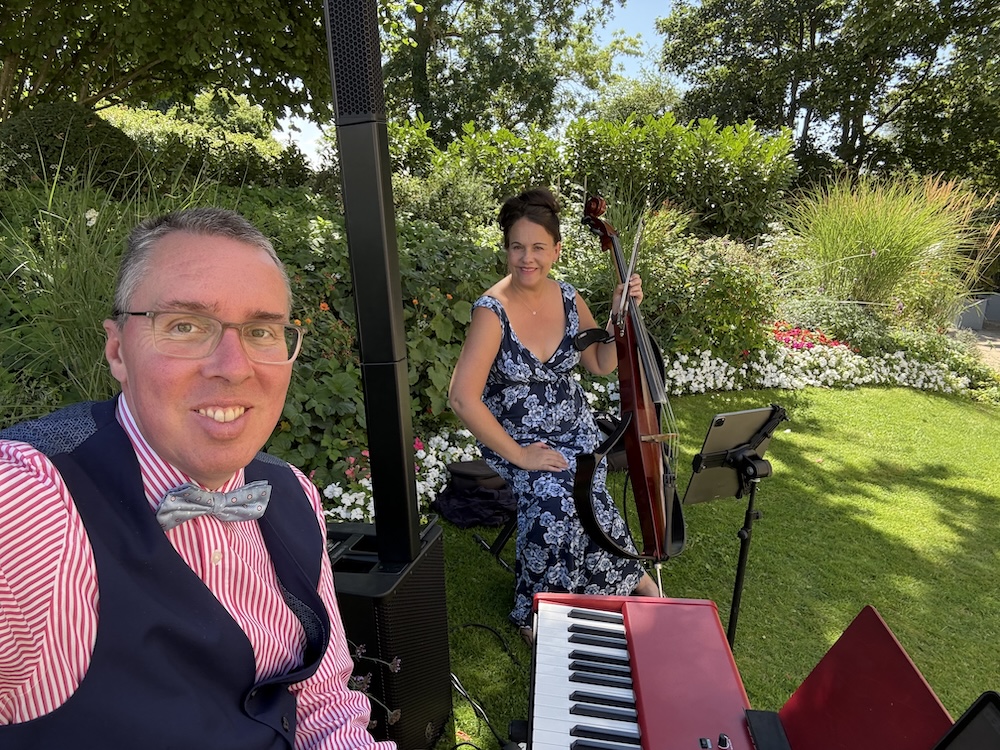 JAM Duo Cello and PIano Daytime Wedding Musicians at Sopwell House St Albans