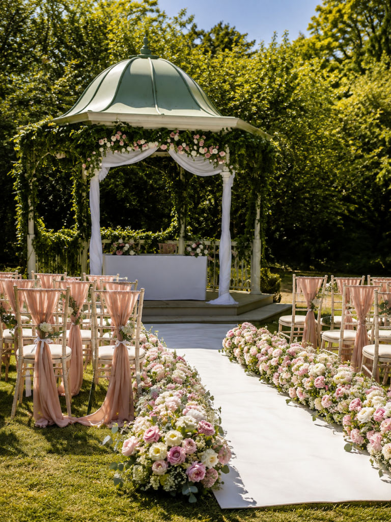 Outdoor Wedding Ceremony at Sopwell House in St Albans with music by JAM Duo Cello and Piano