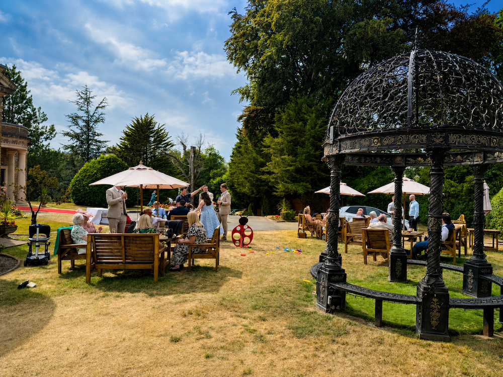 Drinks reception at Decourceys Manor in South Wales