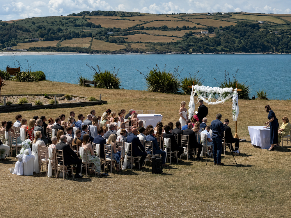 Outdoor ceremony at the Cliff Hotel, Cardigan in Wales