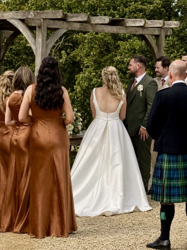 Bride and Groom in ceremony at Folly Farm Centre near Bath