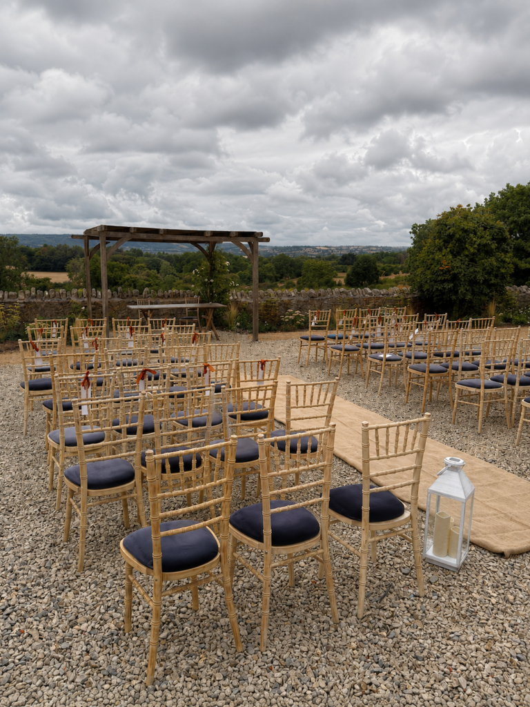 Wedding ceremony outside at Folly Farm Centre near Bath
