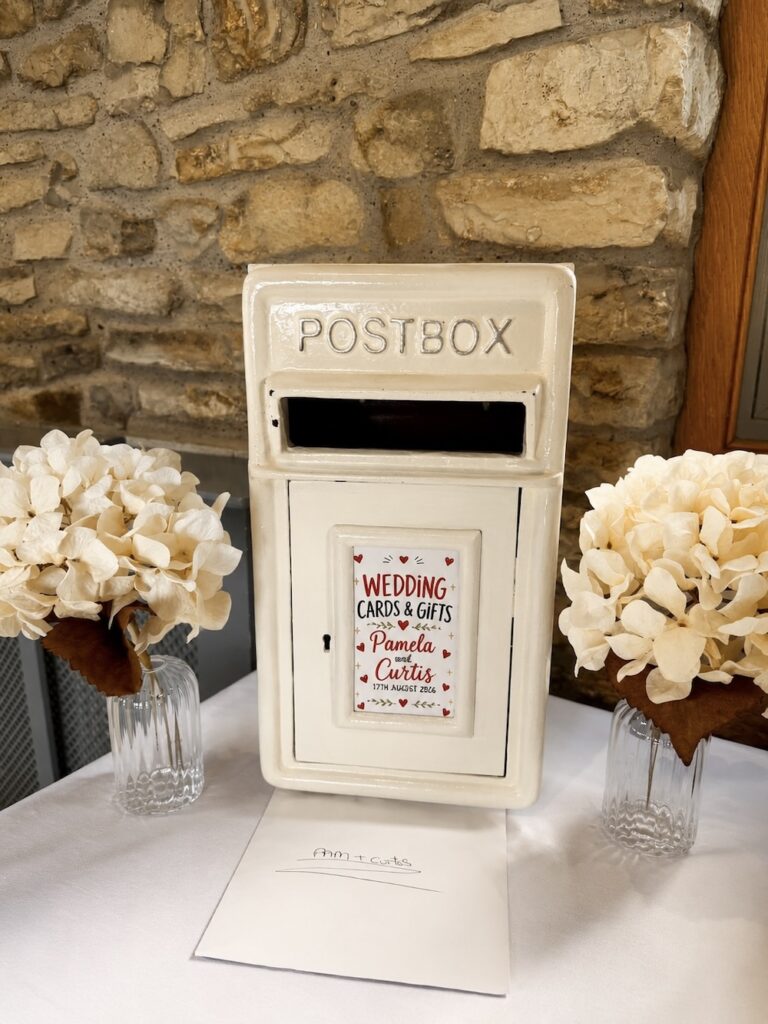 Postbox for wedding at Folly Farm Centre near Bath