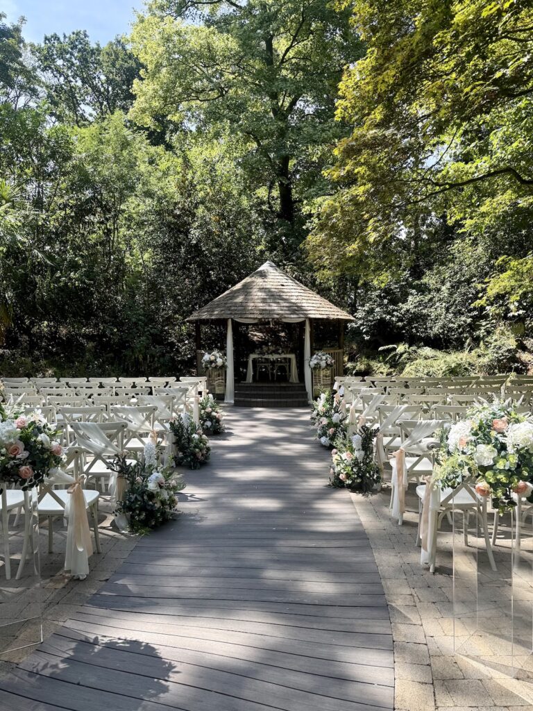 Ceremony space outdoors at Moxhull Hall in the West Midlands