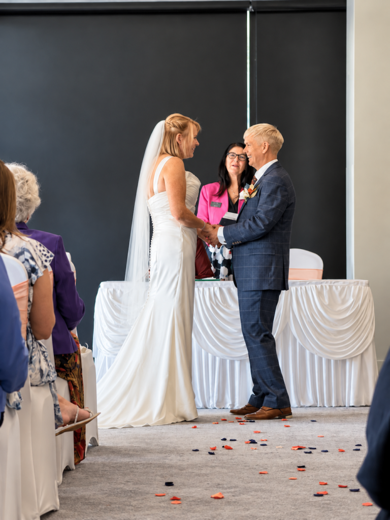 Bride and Bride during the ceremony at Village Hotel in Portsmouth Hampshire