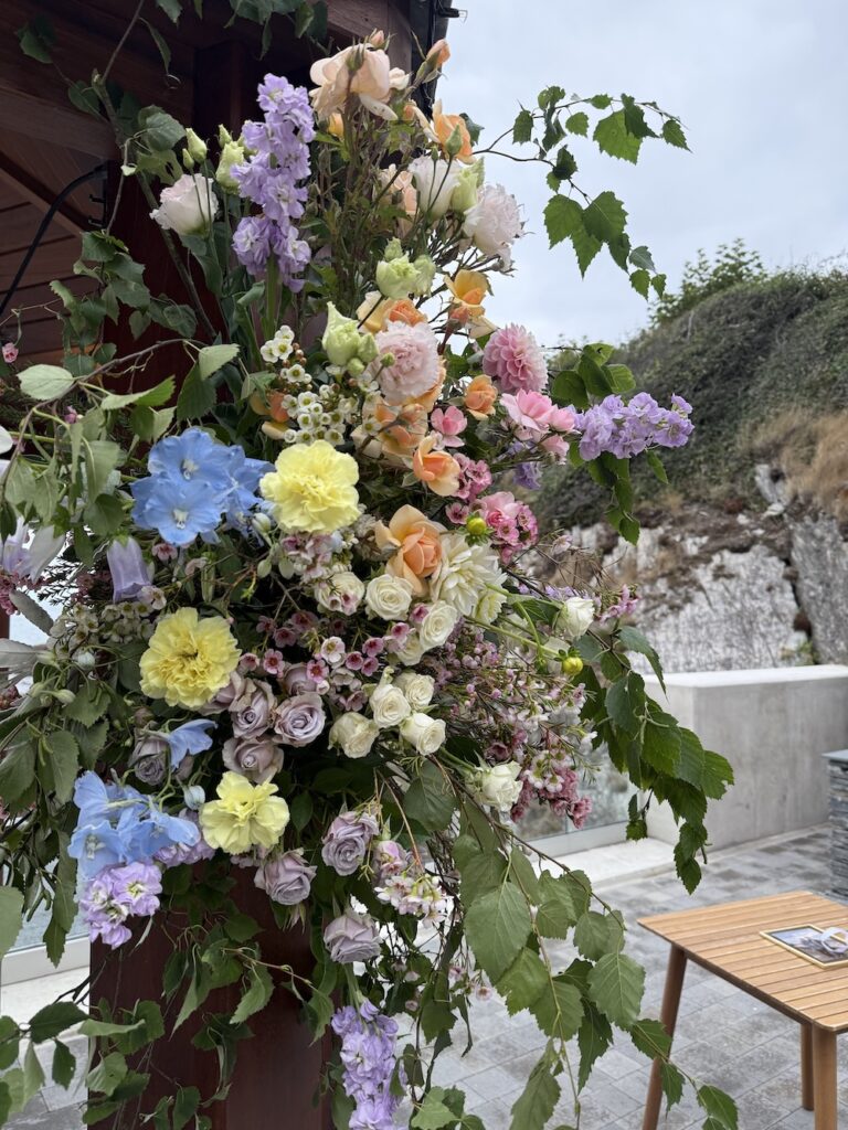 Floral Display at Tunnels Beaches Wedding Venue in North Devon