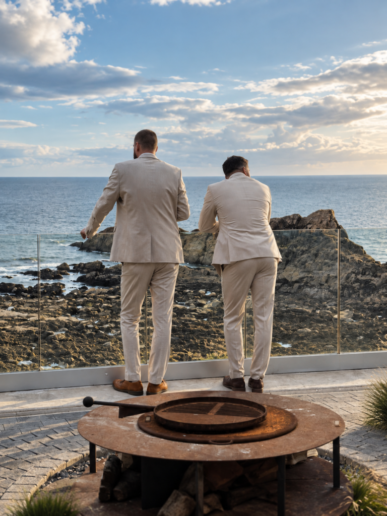 Groomsmen at Tunnels Beaches Wedding Venue in North Devon