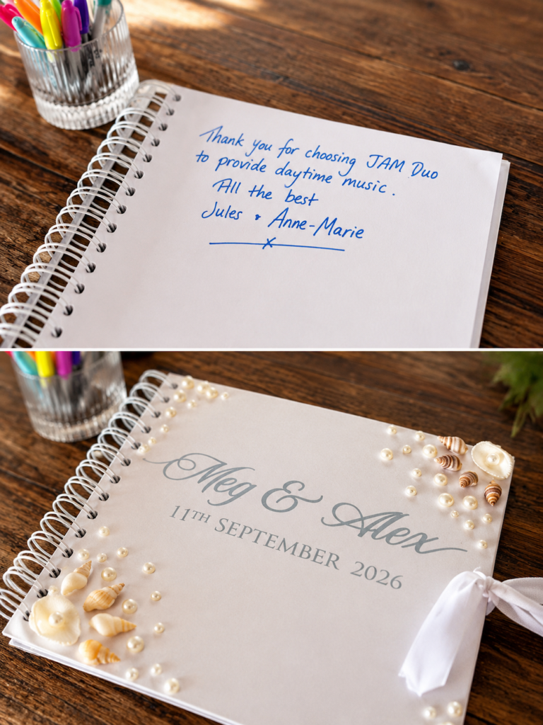 Thank you note at Tunnels Beaches Wedding Venue in North Devon