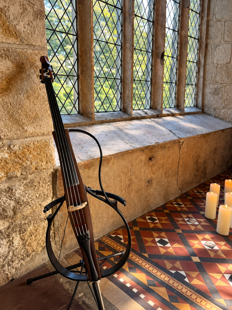 Yamaha SVC300 electric cello at The Priests House in Skipton North Yorkshire