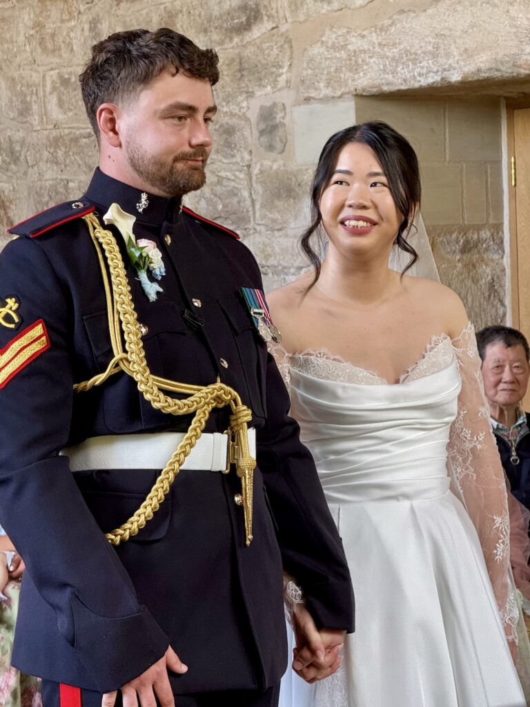 Bride and Groom During ceremony at The Priests House in Skipton North Yorkshire