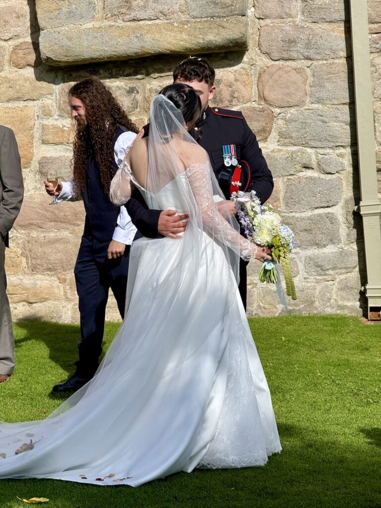 Bride and Groom outside at The Priests House in Skipton North Yorkshire