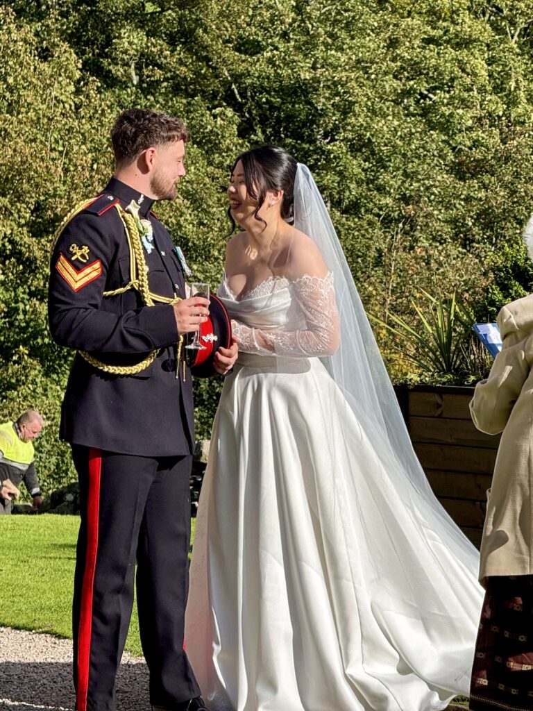 Bride and Groom Outside at The Priests House in Skipton North Yorkshire