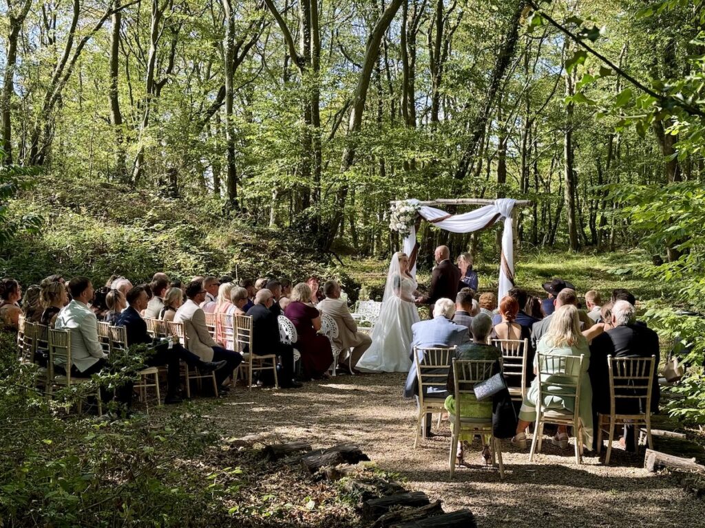Outdoor Wedding Ceremony JAM Duo Piano and Cello Duo Daytime Music at Swallows Oast in East Sussex
