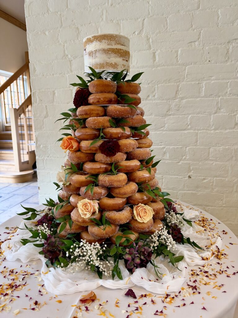 Wedding donut cake JAM Duo Wedding Musicians and preferred suppliers at Dorney Court