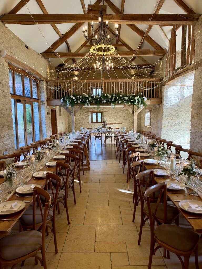 Wedding Barn at Kingscote barn in The Cotswolds