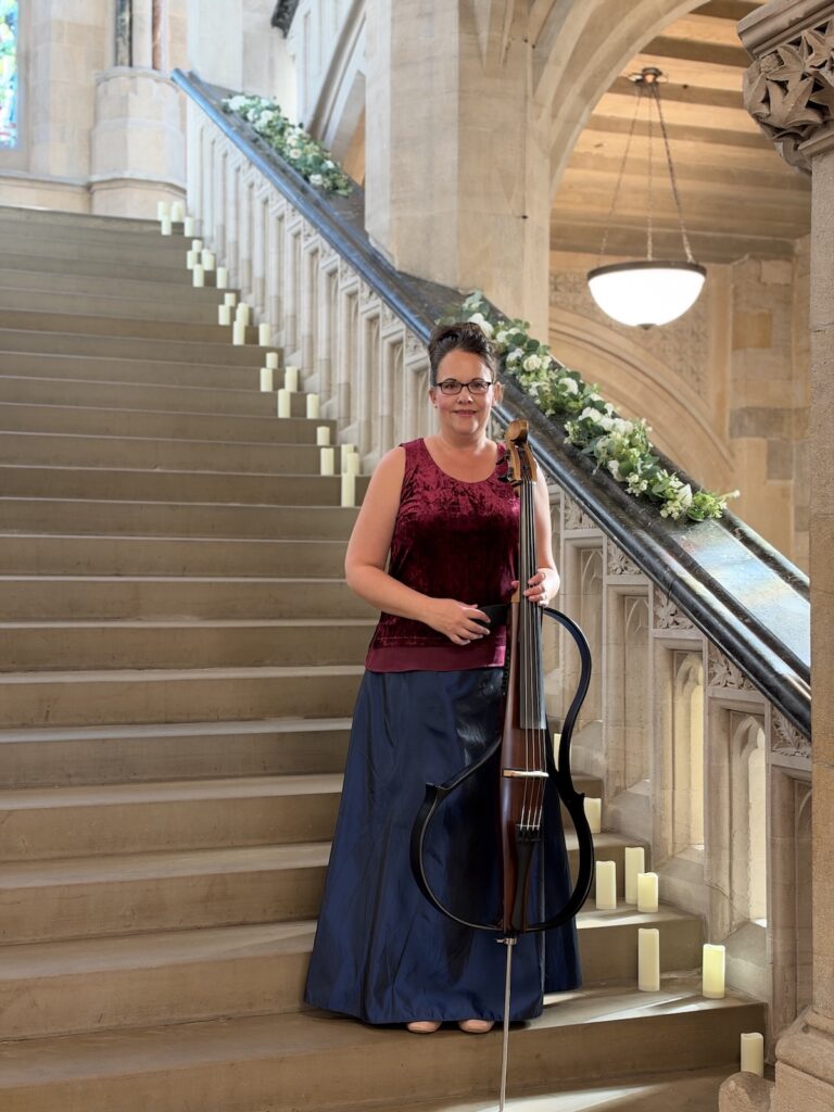 Anne Marie with Yamaha SVC300F Electric Cello at Rochdale Town Hall